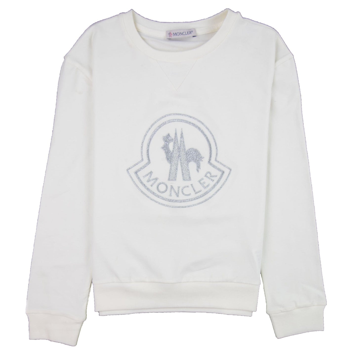 Moncler Junior Maglia Metallic Logo L/s T-shirt White 034