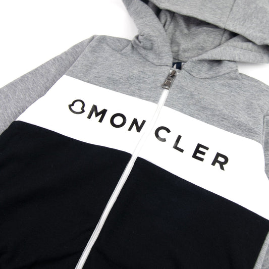 Moncler Junior Completo Maglia Cardigan Tracksuit Grey 986