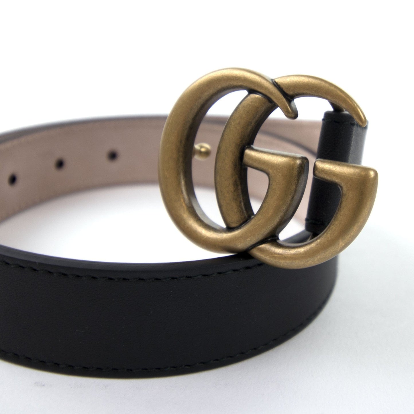Gucci Junior Double GG Belt Black Leather