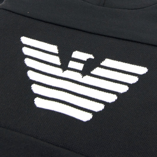 Emporio Armani Jnr Knitted Logo Hoodie Nero 0999