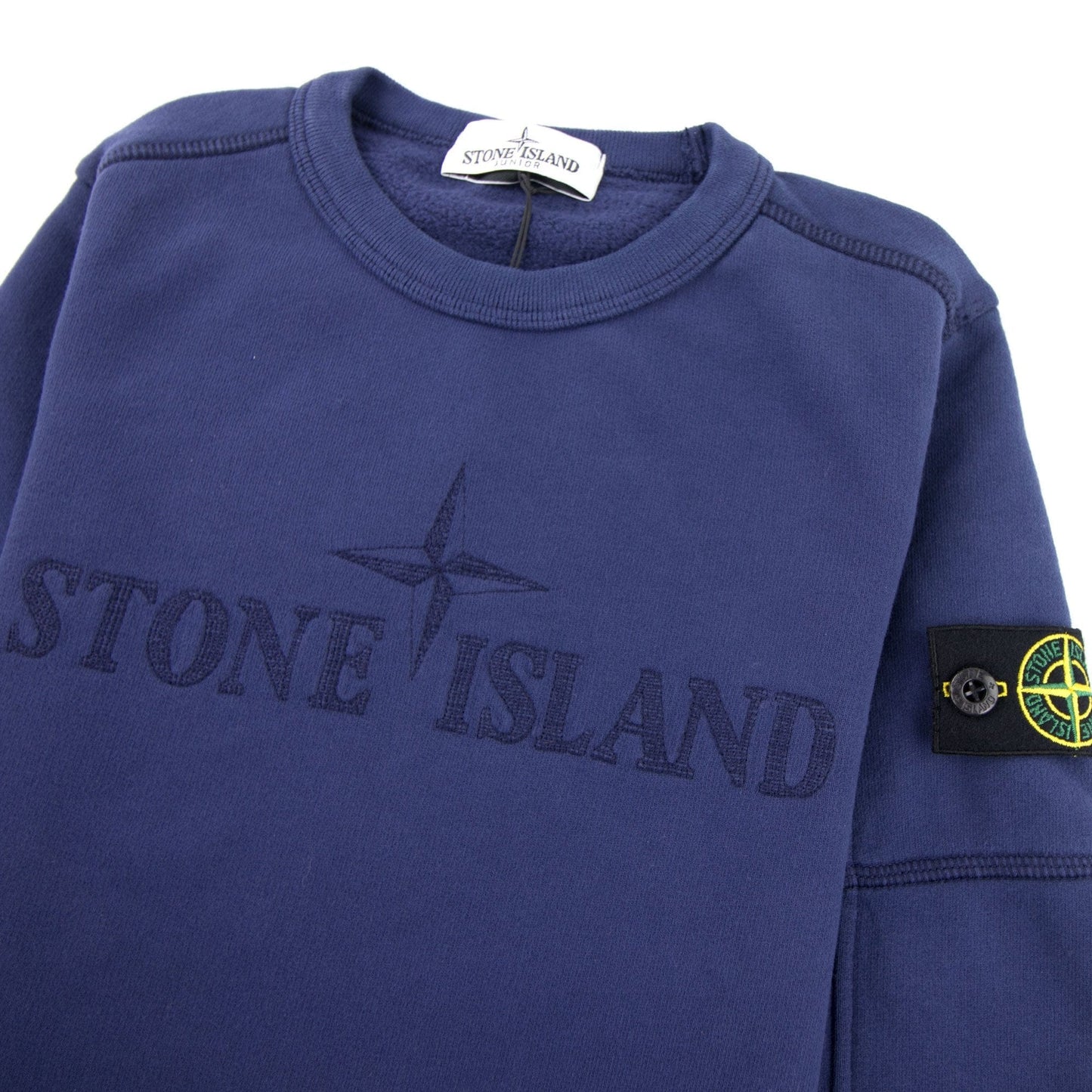 Stone Island Junior Embroidered Chest Logo Sweatshirt Navy V0026