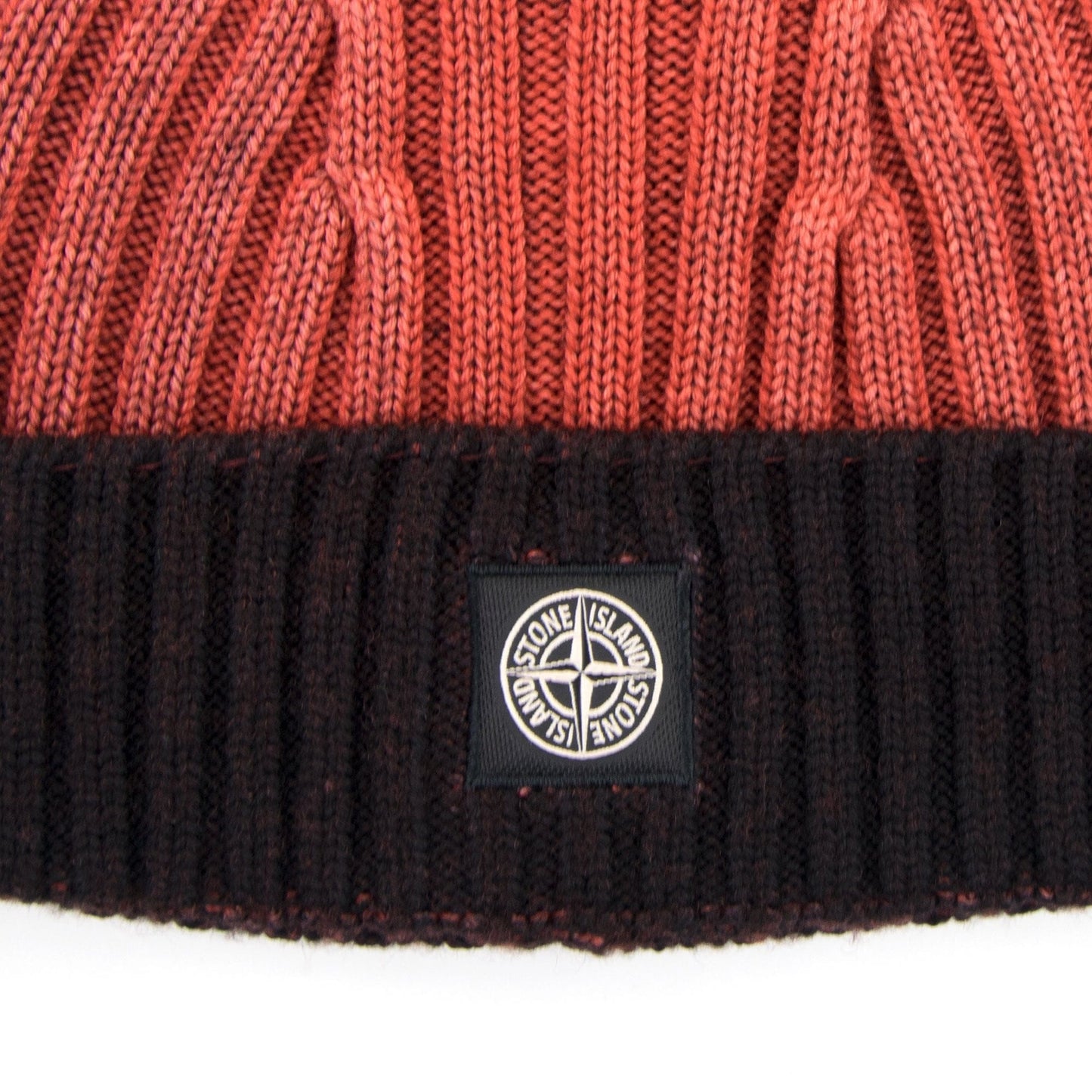 Stone Island Junior Ribbed Knit Beanie Orange V0032