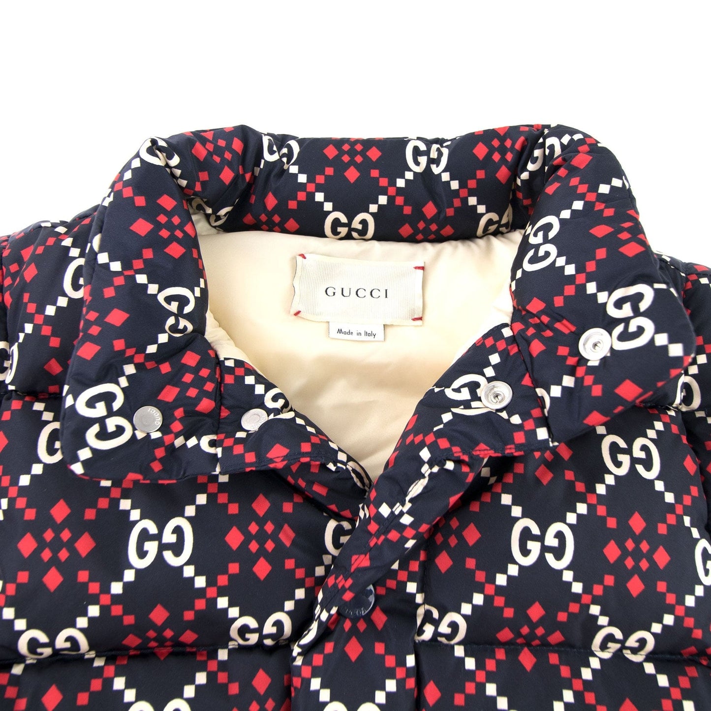 Gucci Junior GG Logo Puffer Coat Navy