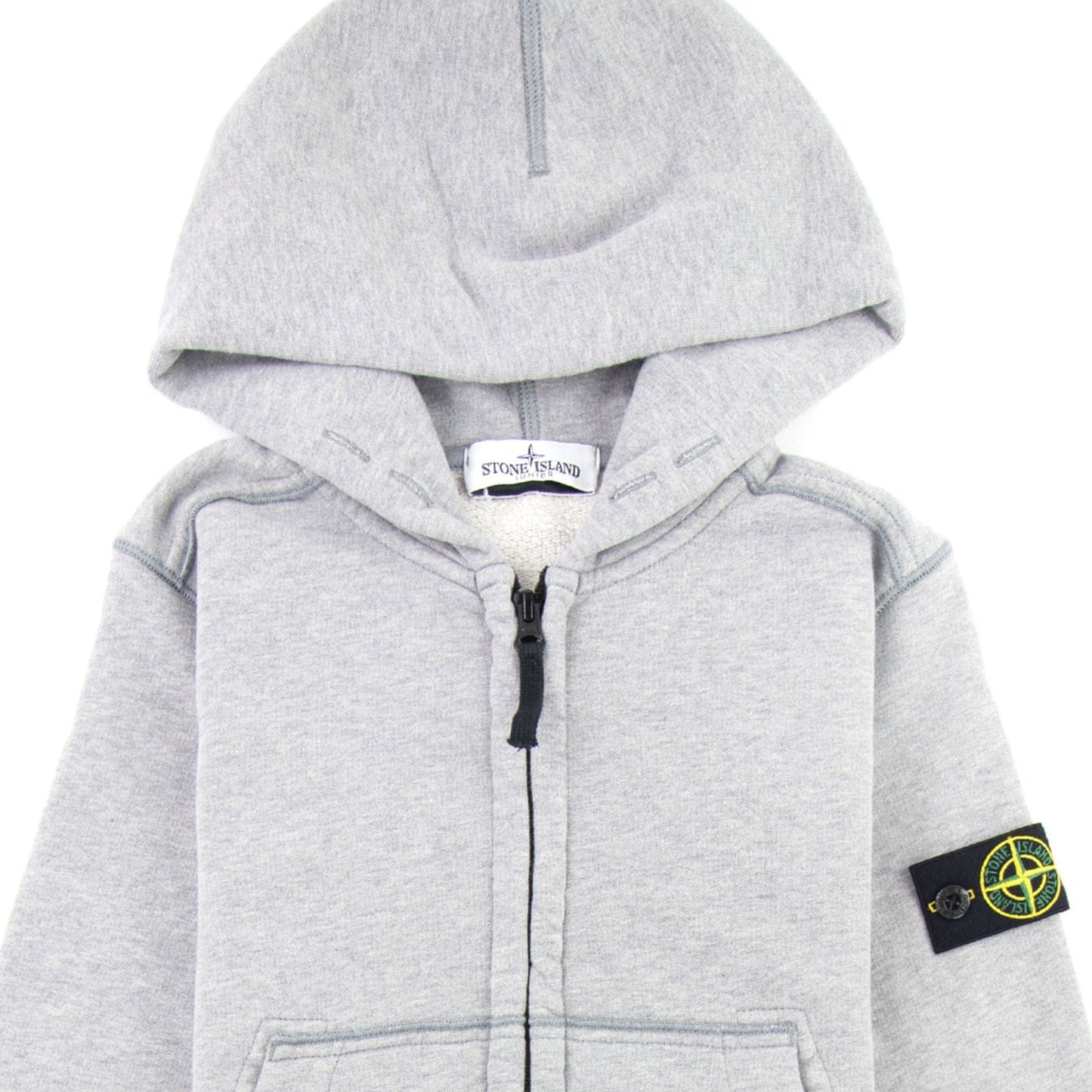 Stone Island Junior 60640 Hooded Zip Up Sweatshirt Grey V1064/V0M64