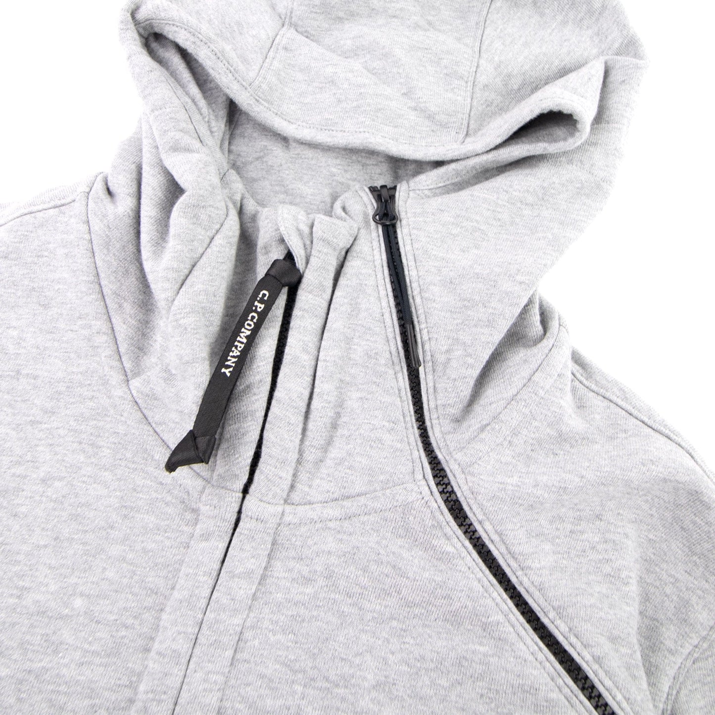 CP Company Diagonal Raised Fleece Double Zip Lens Hoodie Grey M93