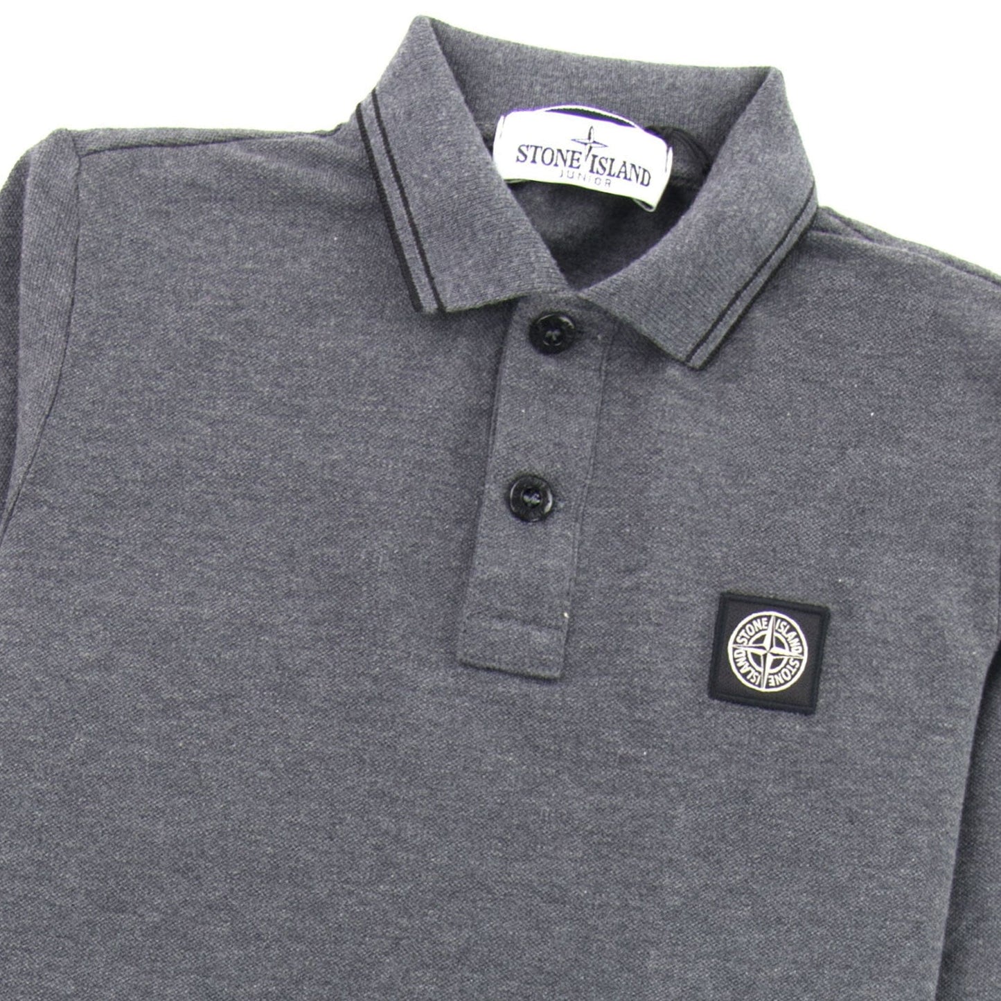 Stone Island Junior Long Sleeve Polo Dark Grey V1067
