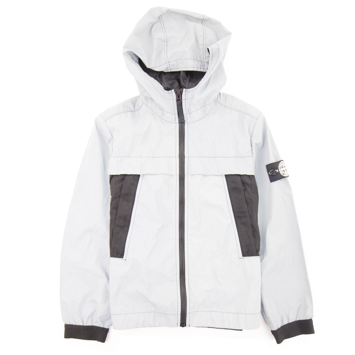 Stone Island Junior Plated Reflective Hooded Jacket Black V0029