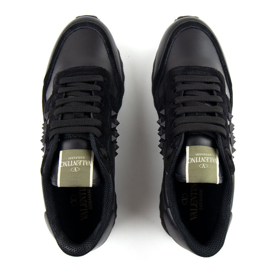 Valentino Calfskin Rockstud Sneakers Black N01