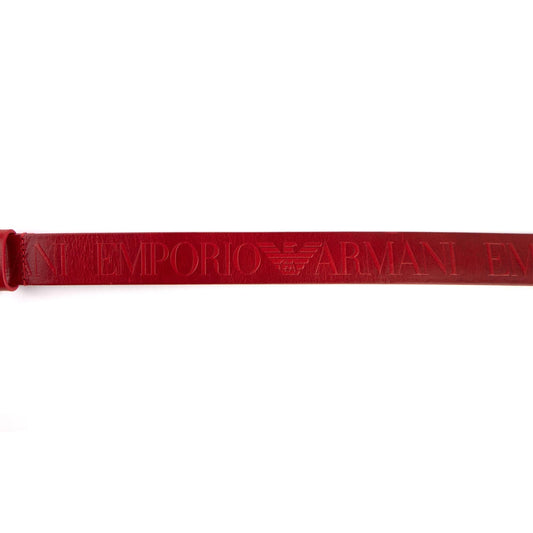 Emporio Armani Leather Maxi Logo Belt Red