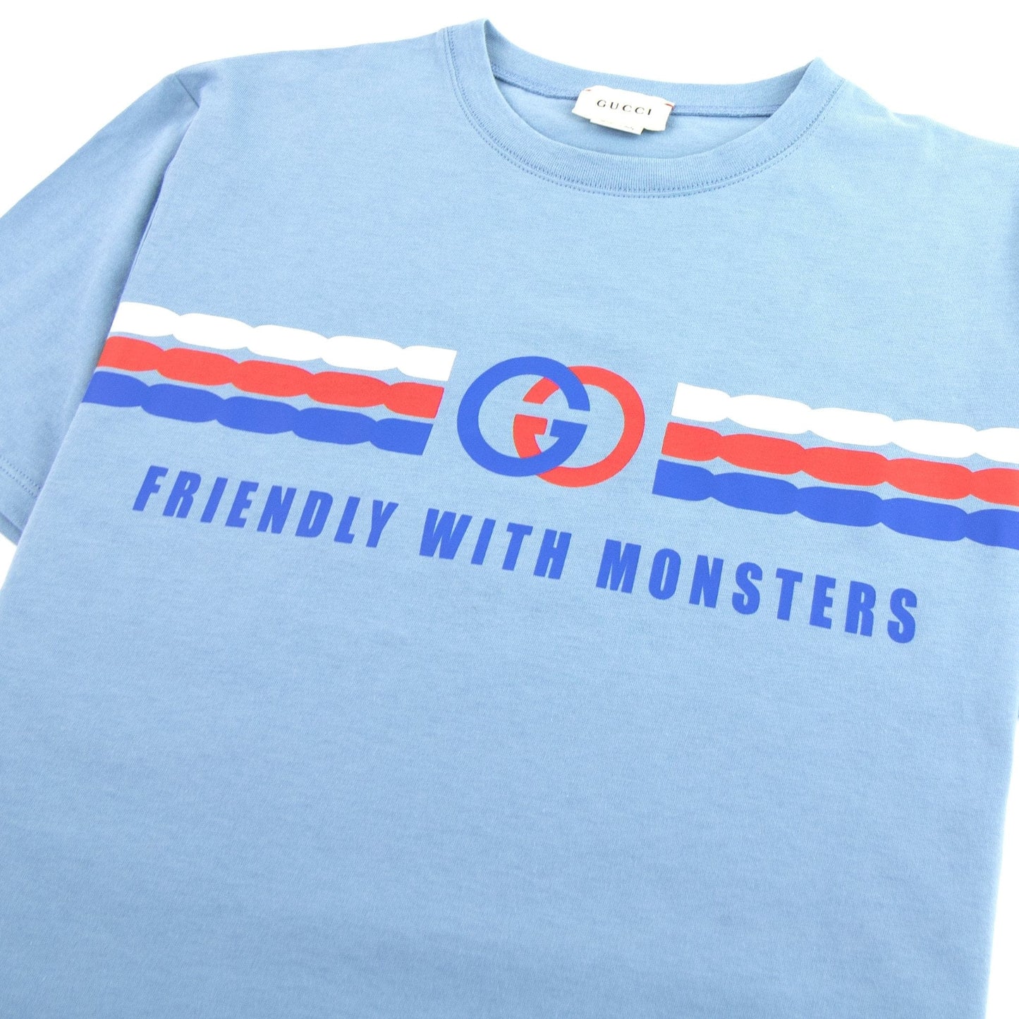 Gucci Junior Interlocking G Print Cotton T-shirt Blue