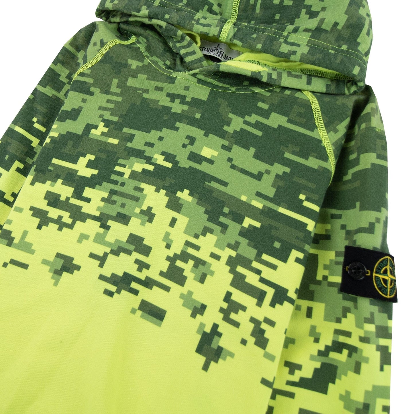 Stone Island Junior Digital Camo Hooded Sweatshirt Neon Yellow V0030