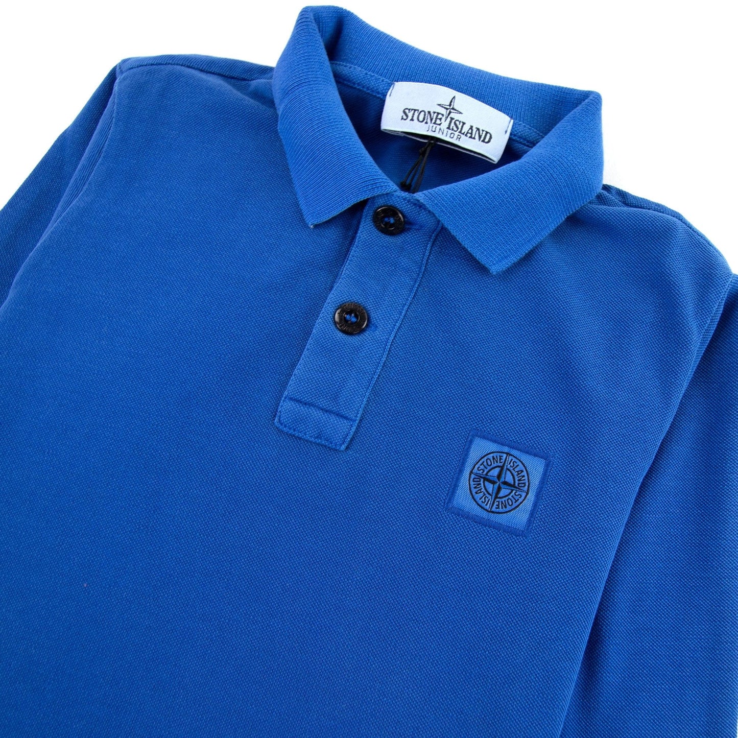Stone Island Junior 20849 Long Sleeve Garment Dyed Polo Blue V0022