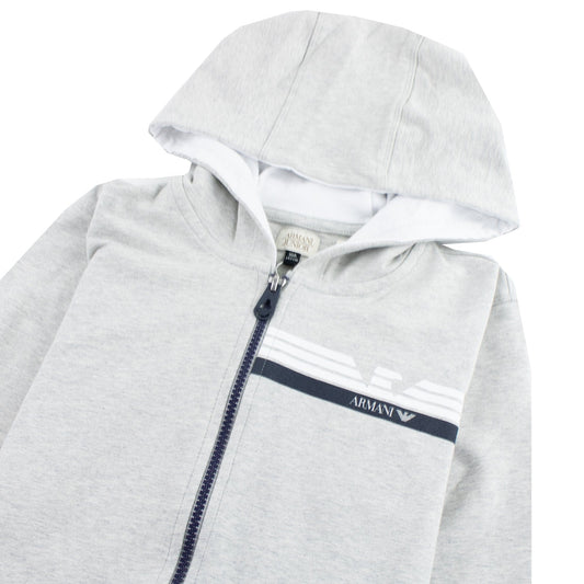 Armani Junior Logo Zipped Sweatshirt Grey