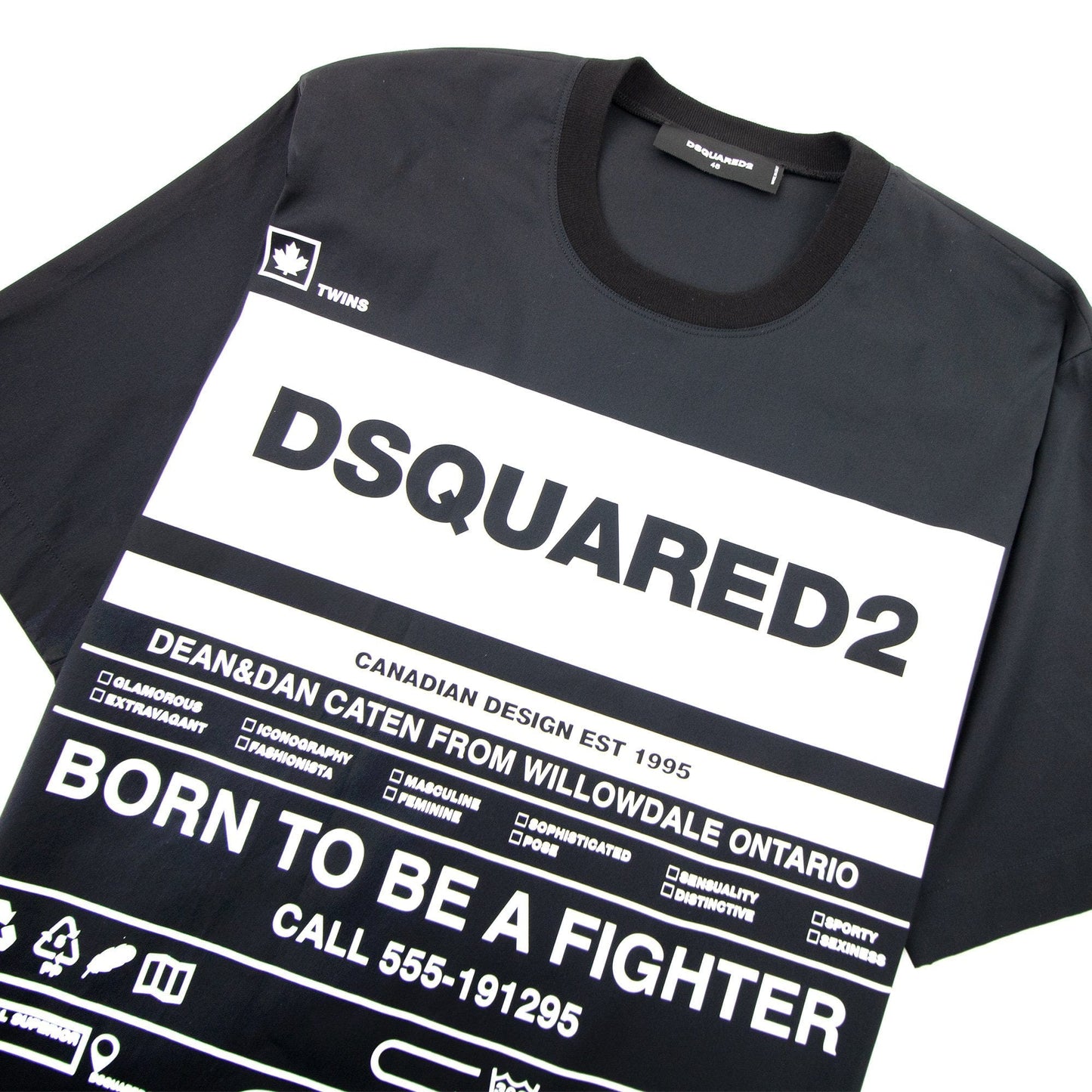 Dsquared2 Born To Be A Fighter T-Shirt Black