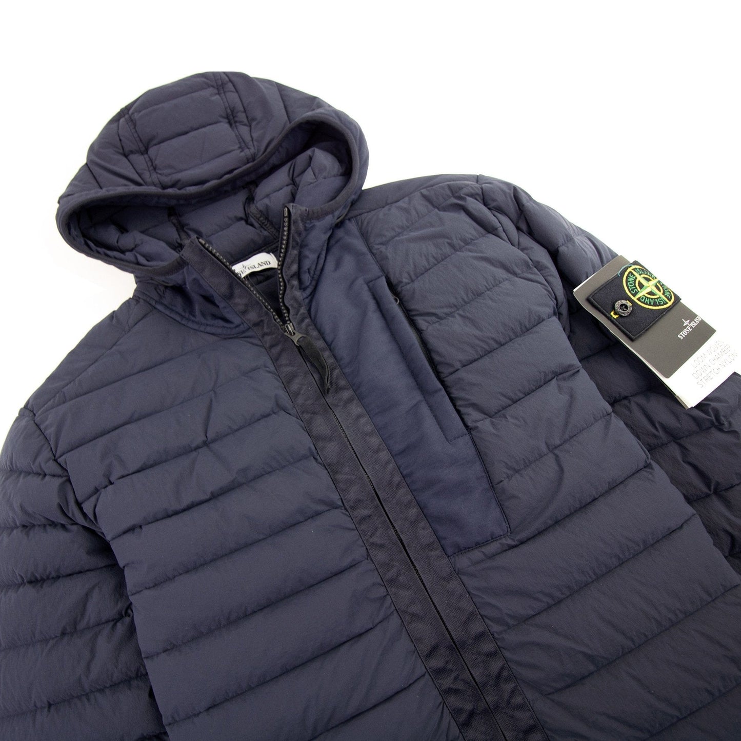 Stone Island 41225 Loom Woven Down Chambers Stretch Nylon-tc Jacket Navy Blue V0020