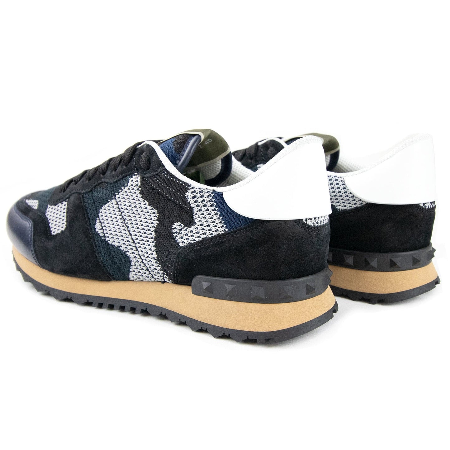 Valentino Mesh Fabric Camouflage Sneaker Indigo 31J