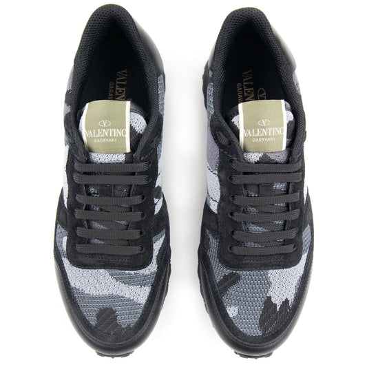 Valentino Mesh Fabric Camouflage Sneaker Nero 52V