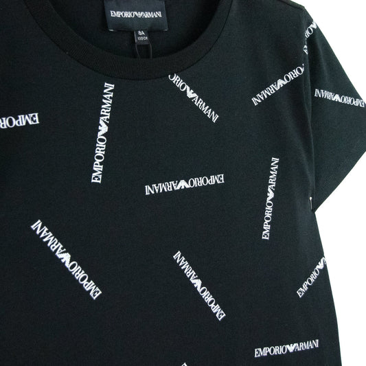 Emporio Armani Jnr All Over Print T Shirt Black 928