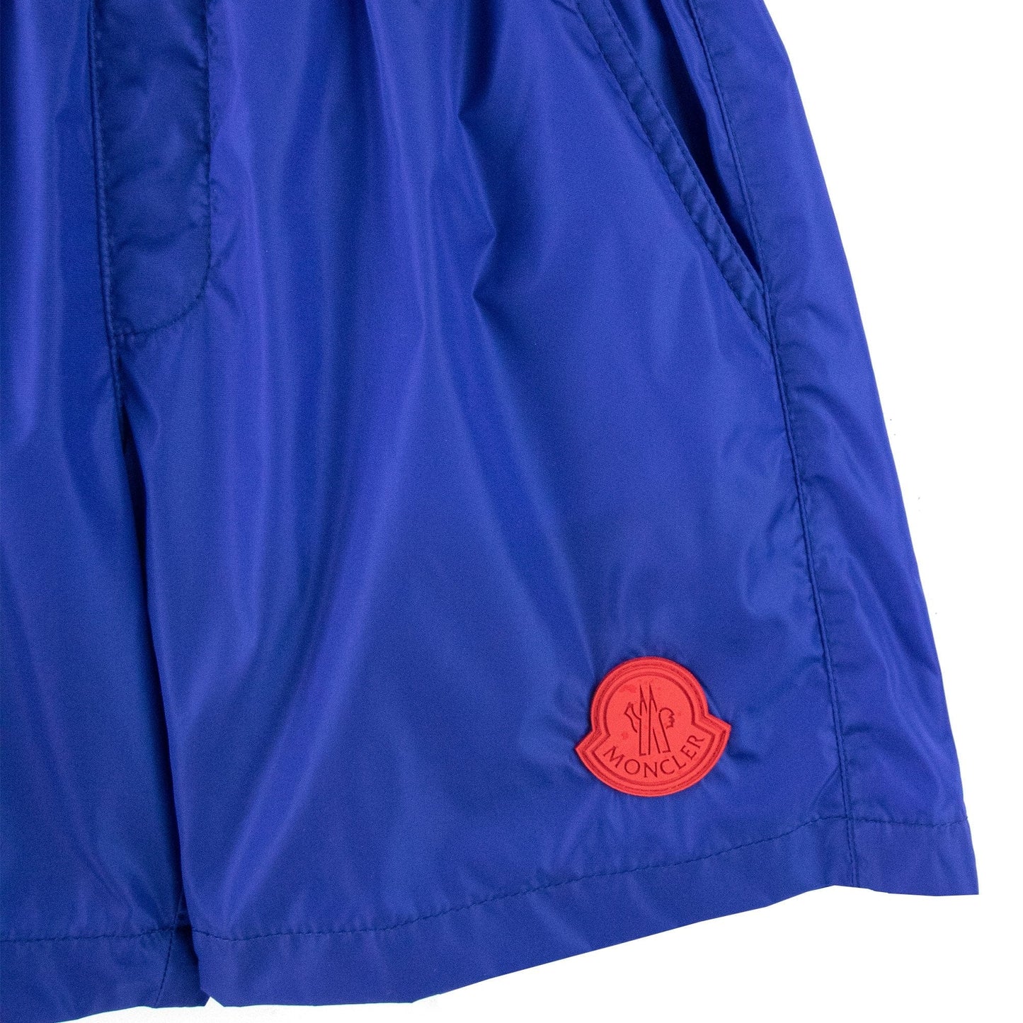 Moncler Junior Mare Rubber Logo Swim Shorts Electric Blue
