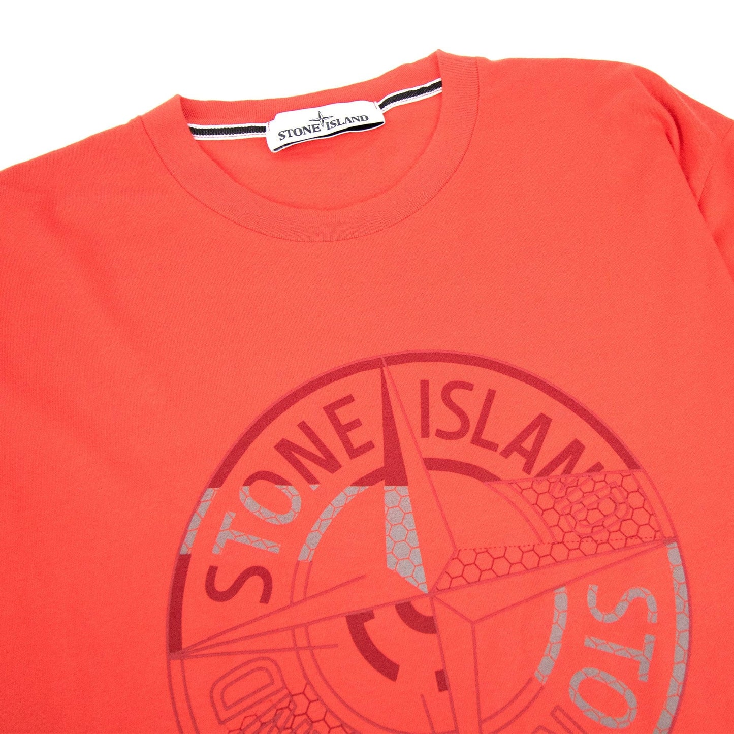 Stone Island Front Compass Reflective Logo Tshirt Red V0010