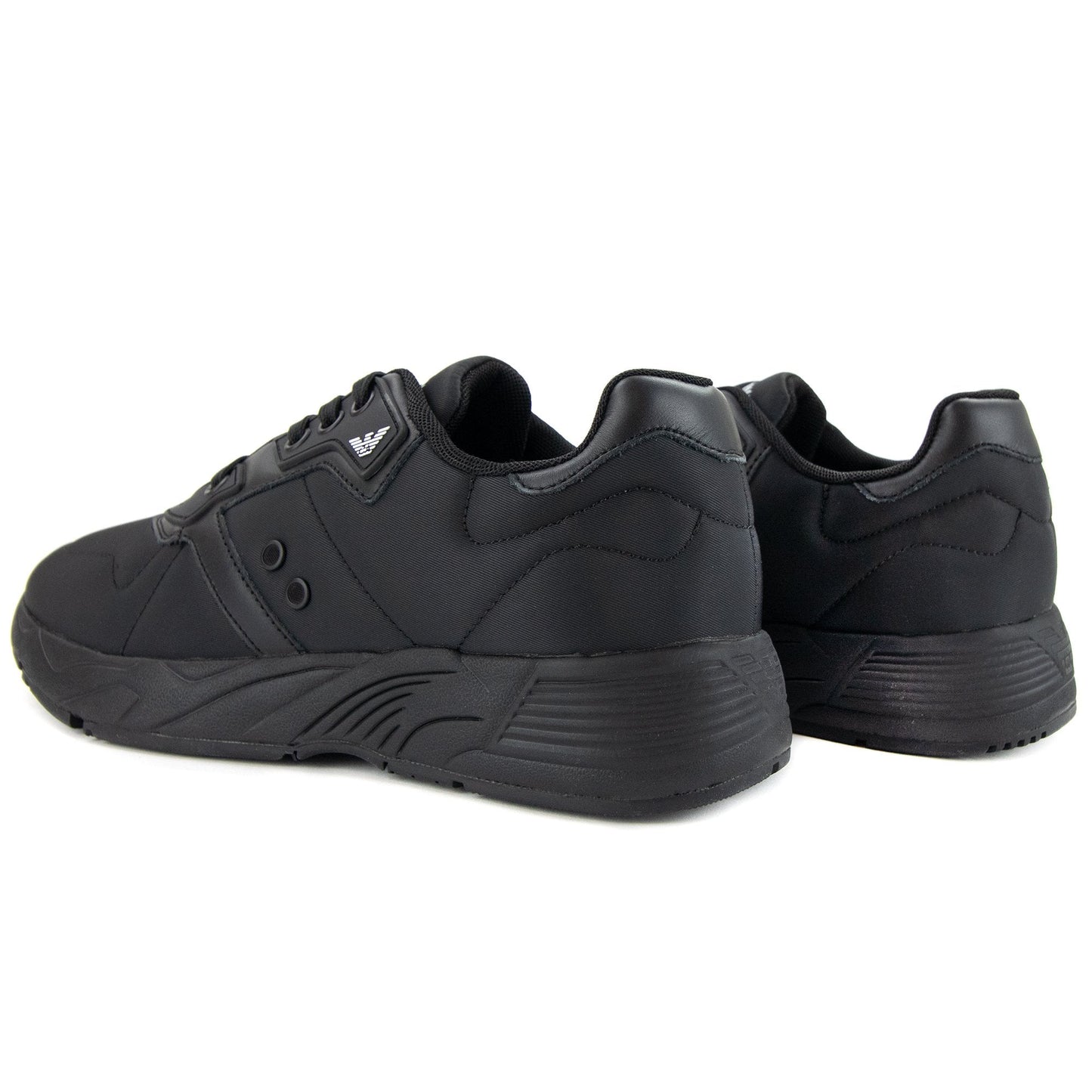 Emporio Armani Logo Leather Details Trainers Black