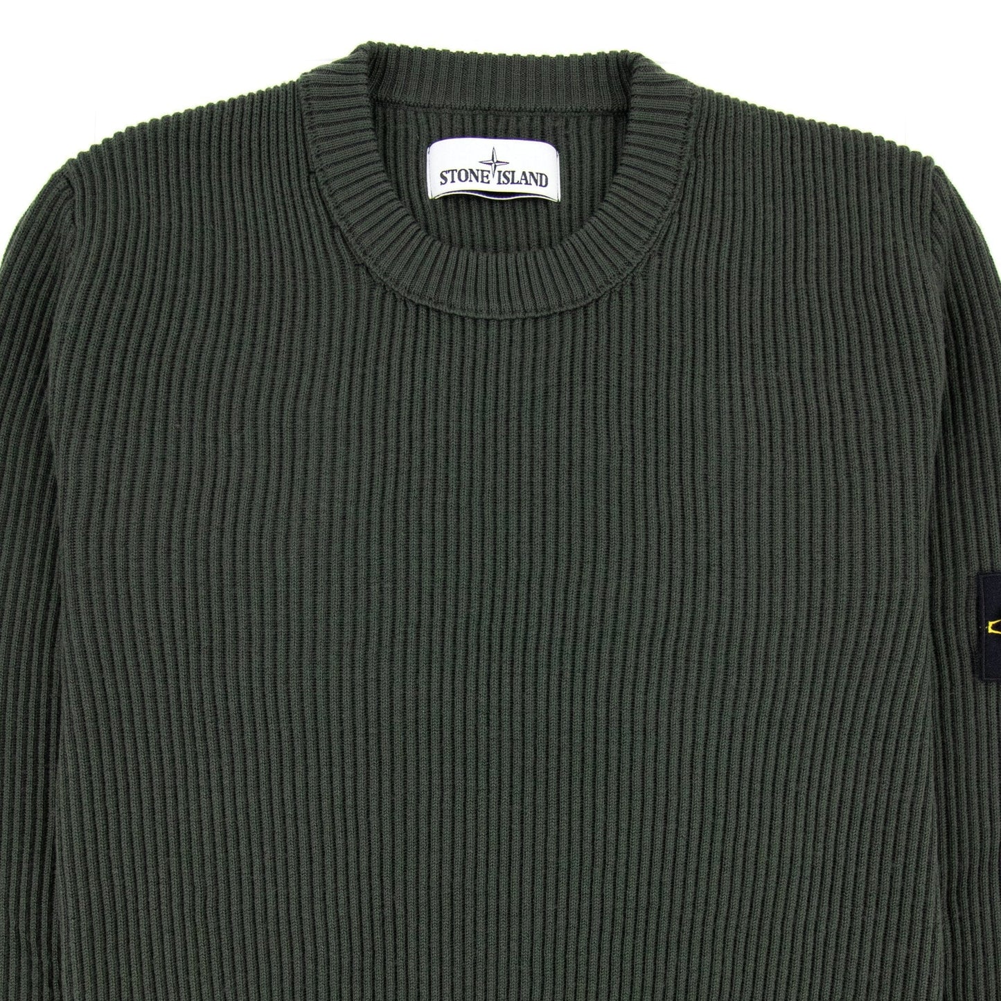 Stone Island Ribbon Knitted Crewneck Sweatshirt Dark Green V0058