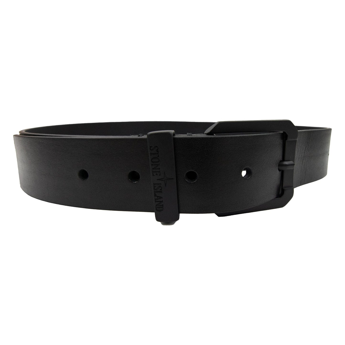 Stone Island Junior Logo Leather Belt Black V0029