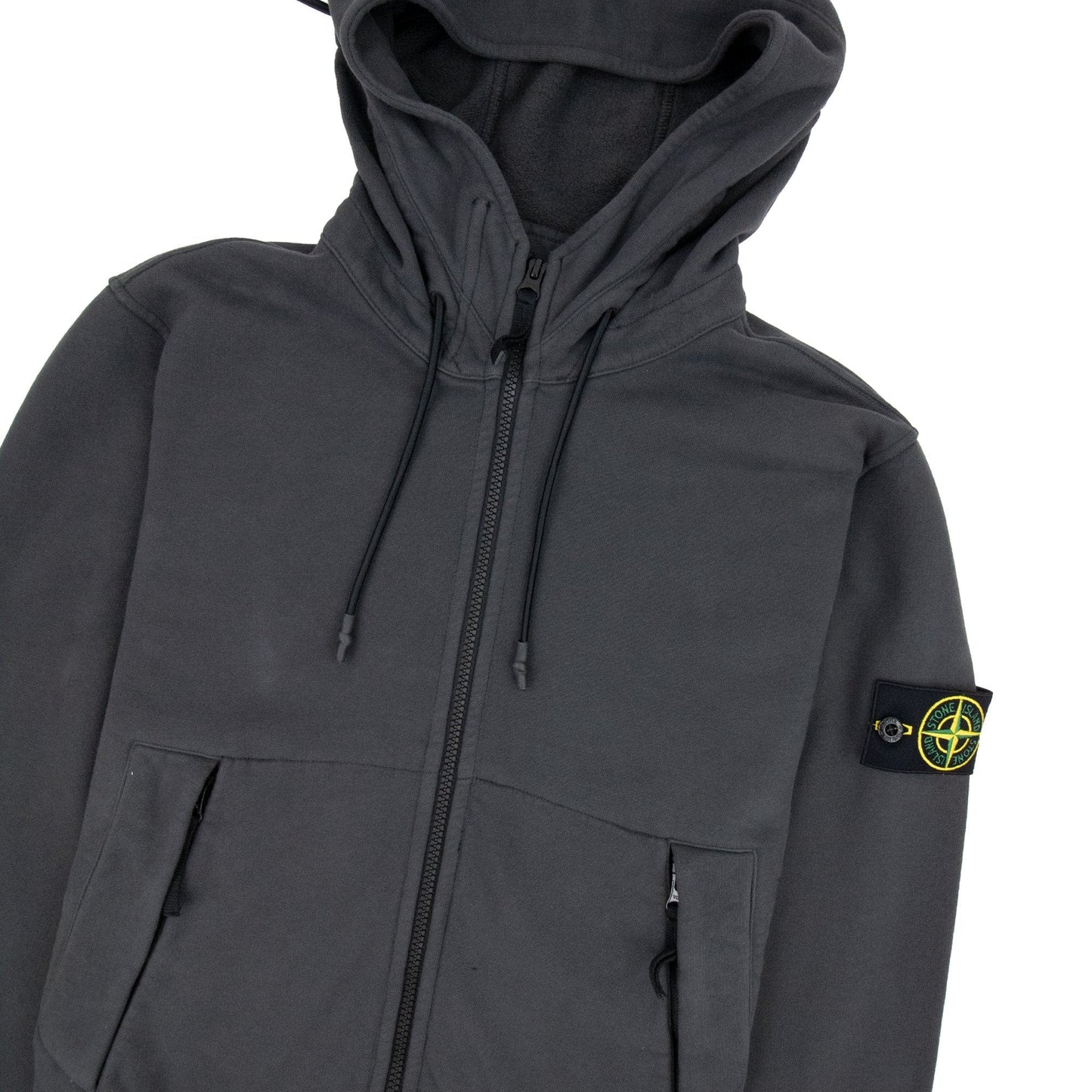 Stone Island 61420 Hoodied Zip Up Sweatshirt Charcoal V0065