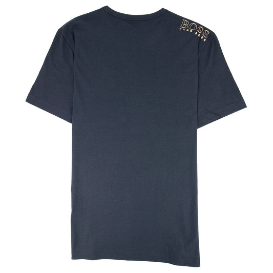 Hugo Boss Regular-fit T-shirt With Contrast Logo Navy/gold