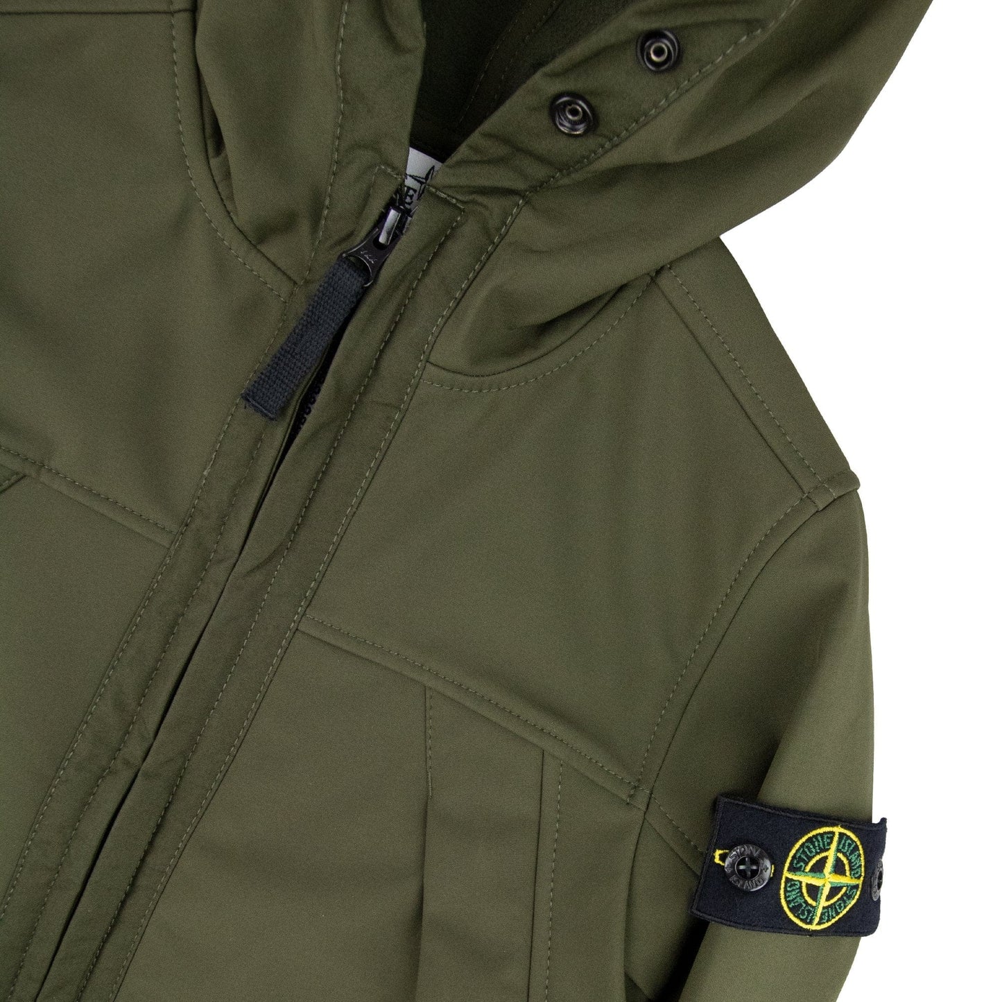 Stone Island Junior Compass Hooded Woven Jacket Khaki V0054