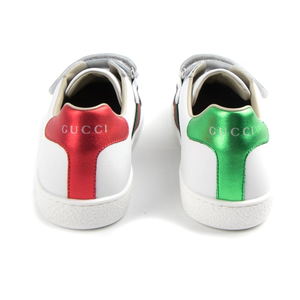 Gucci Junior Ace Leather Sneaker White 9085