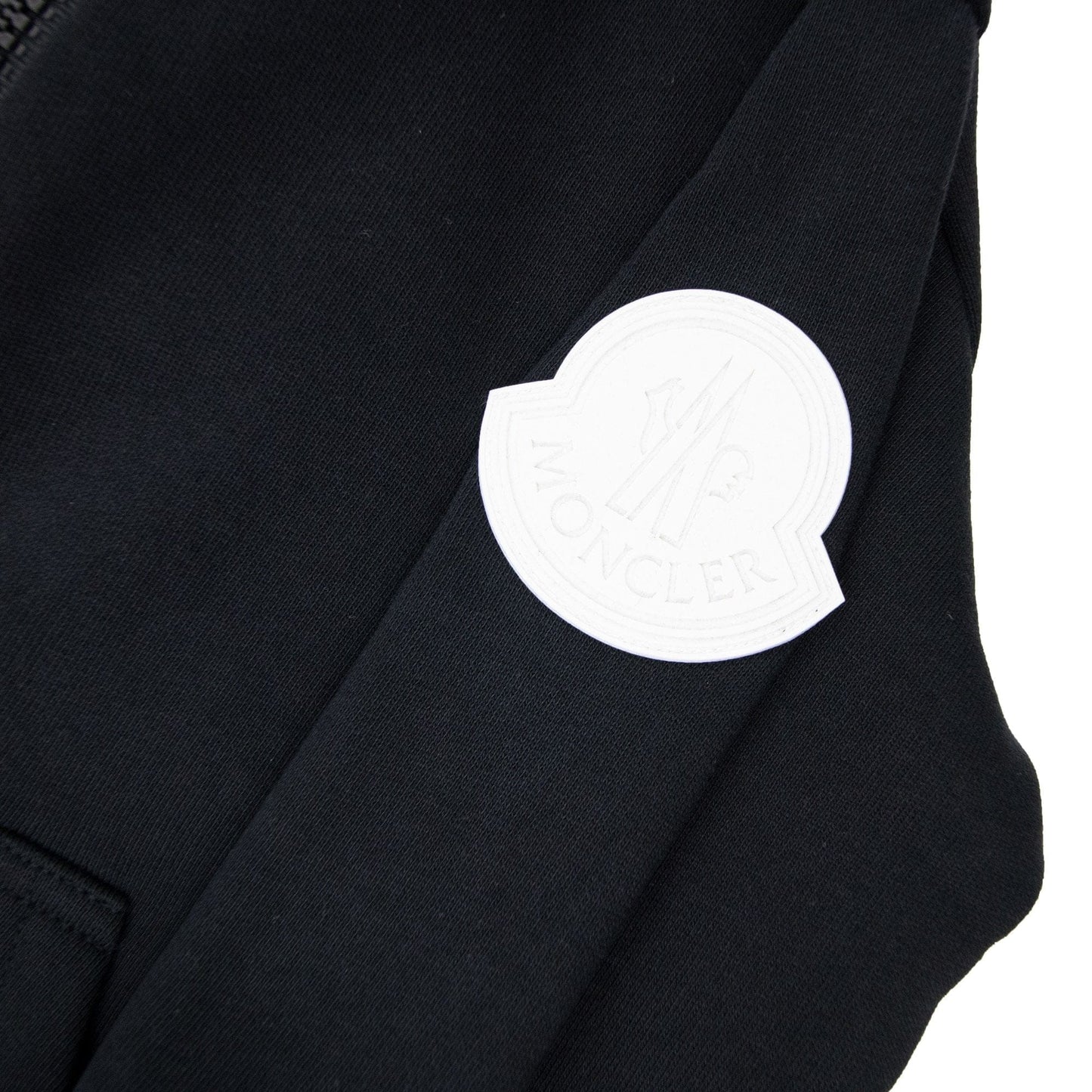 Moncler Junior Zip Badge Hoody Bold Letters Black