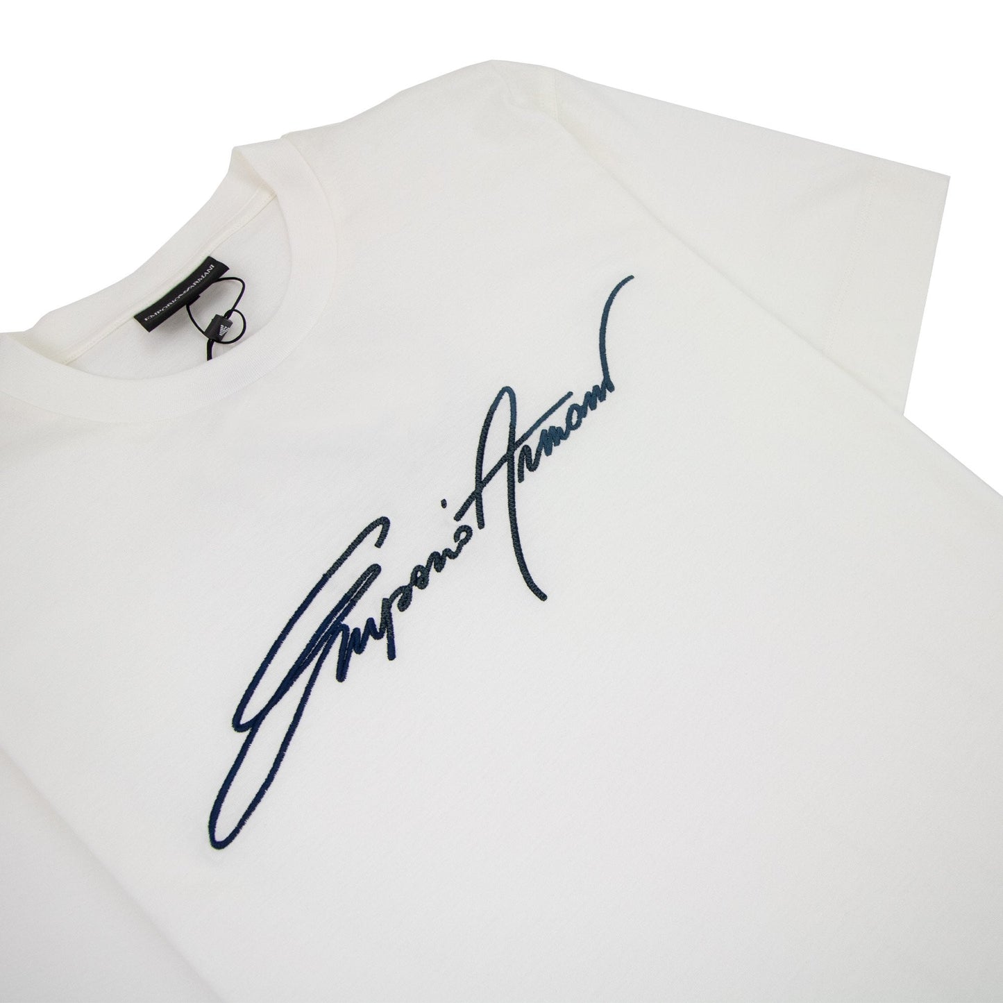 Emporio Armani Signature Logo T Shirt Bianco 0101