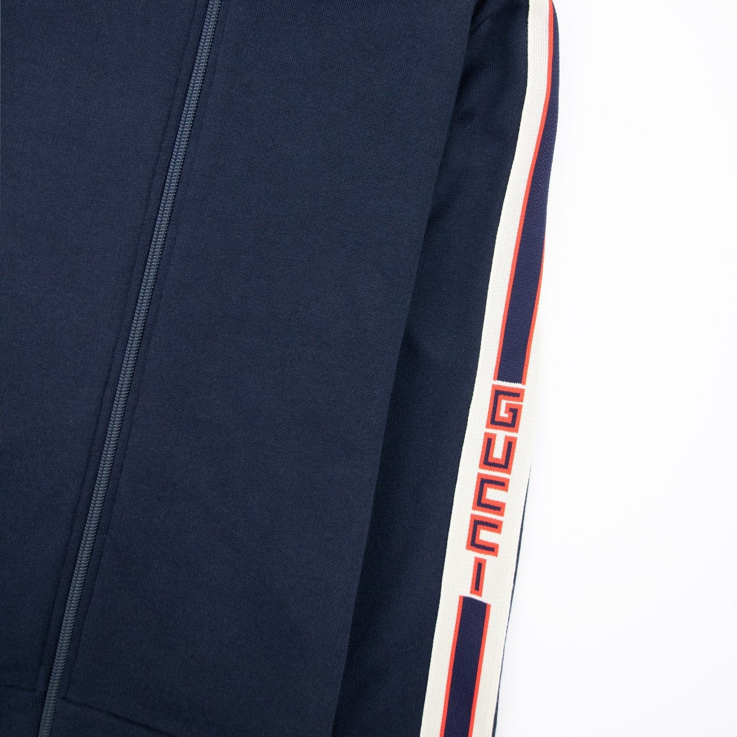 Gucci Junior Jacquard Trim Sleeve Logo Tracksuit Top Navy 4275