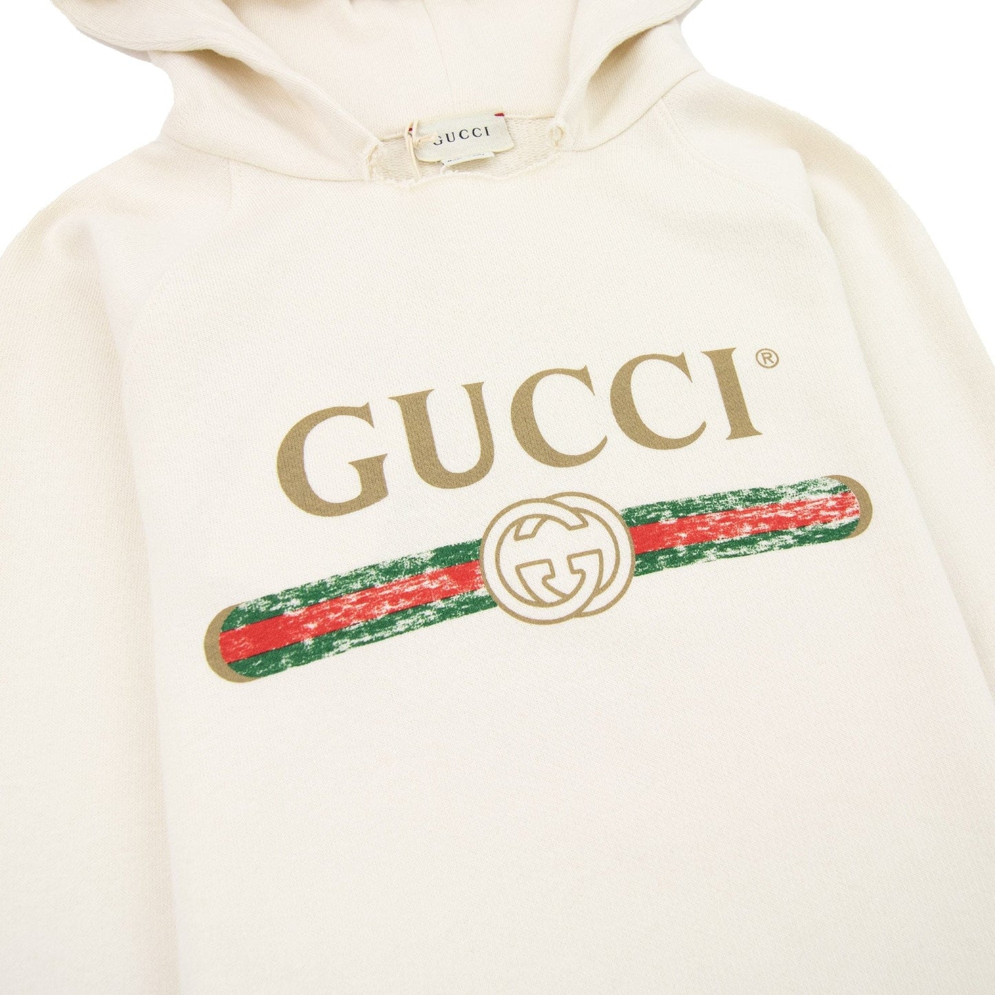 Gucci Junior Logo Print Hoodied Sweatshirt White 9112