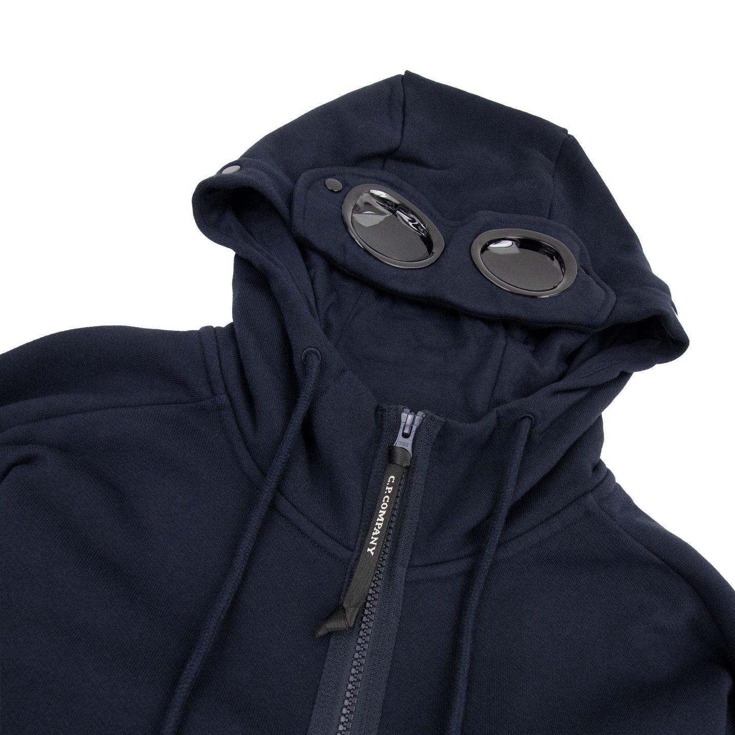 Cp Company Diagonal Raised Fleece Full Zip Goggle Hoody Navy 888