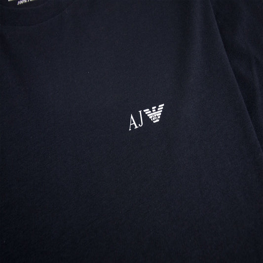 Armani Jeans Logo Print Crewneck T Shirt Blue Notte