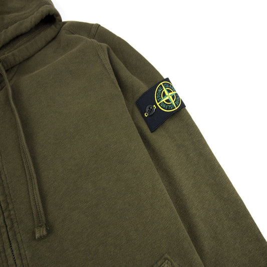 Stone Island Light Fleece Zip Up Sweatshirt Green V0154