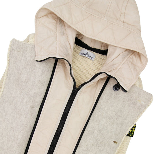 Stone Island Double Breasted Knitted Cardigan Butter V0035