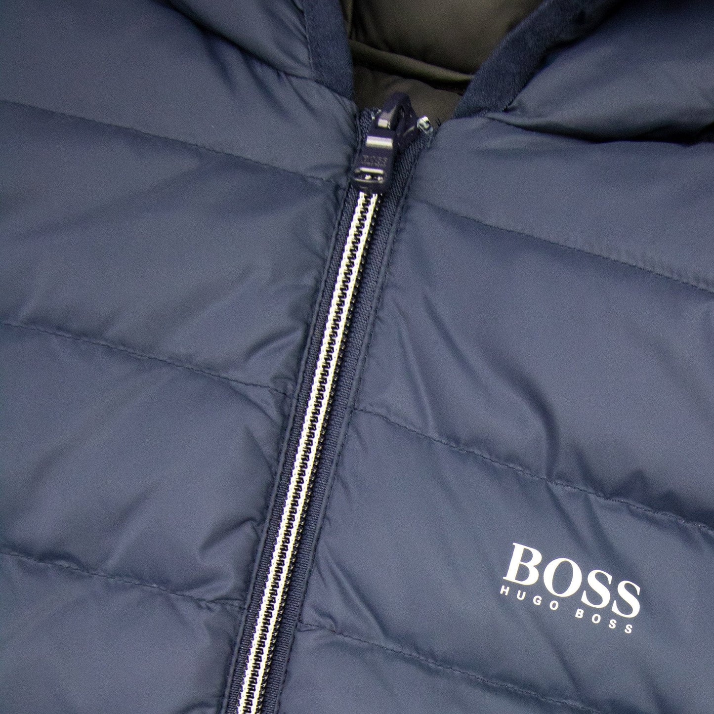 Hugo Boss Kids Logo Print Puffa Jacket Navy