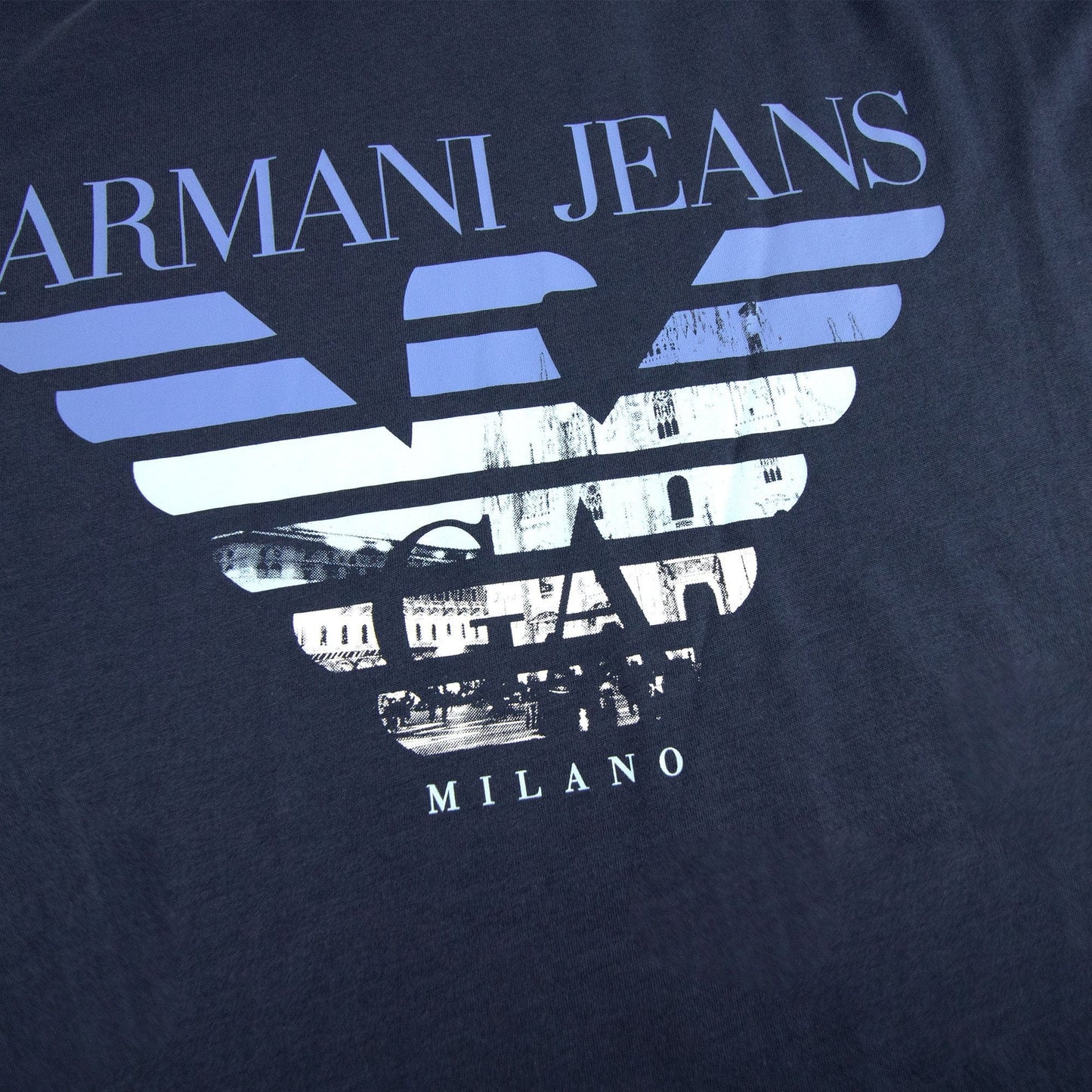 Armani Jeans Eagle Logo Milano T Shirt Blue Navy
