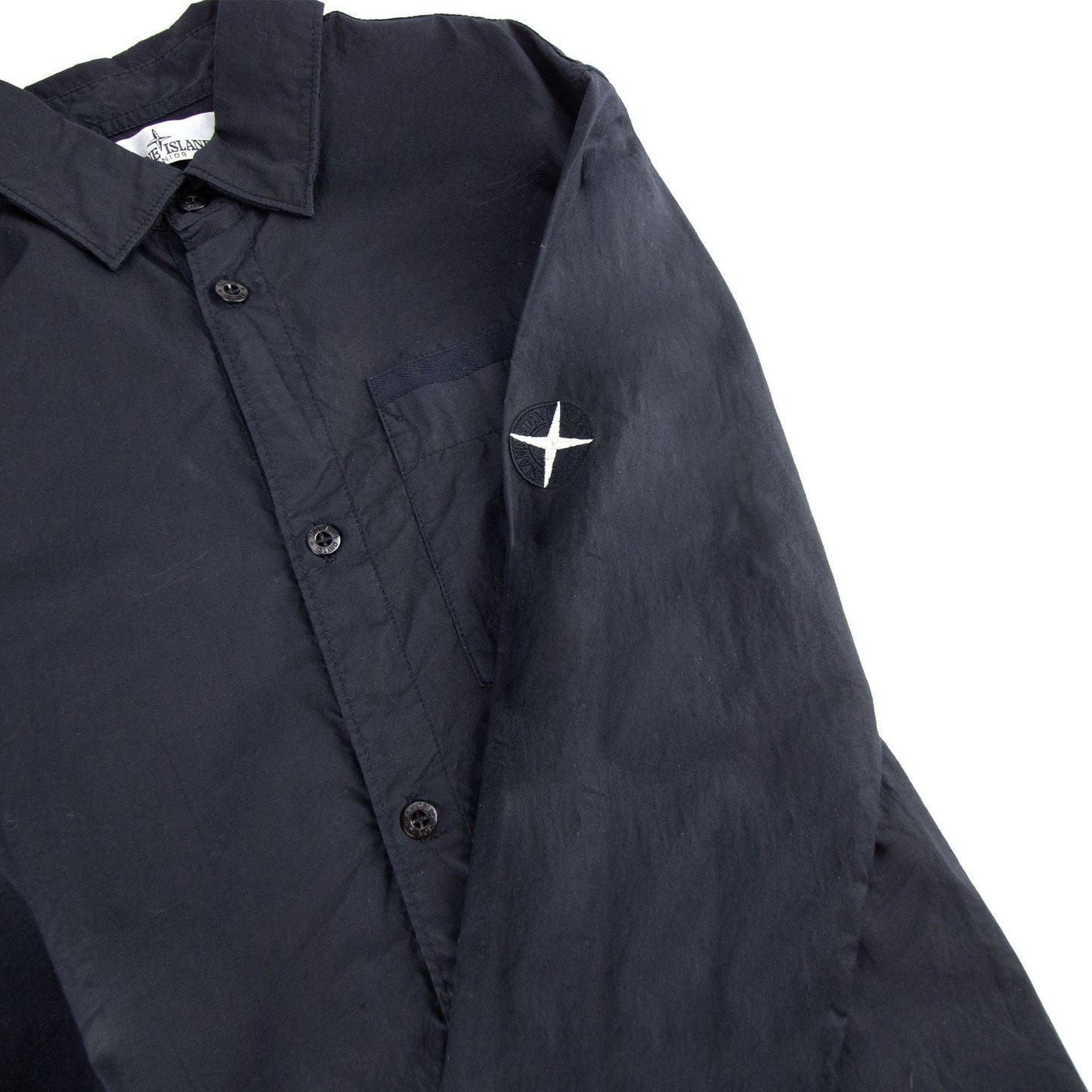 Stone Island Junior Arm Patch Classic Shirt Navy V0020