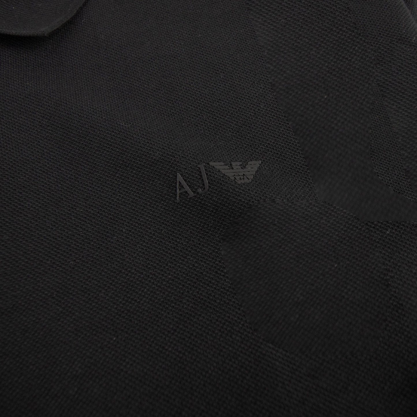 Armani Jeans Rubber Logo Short Sleeve Polo Black