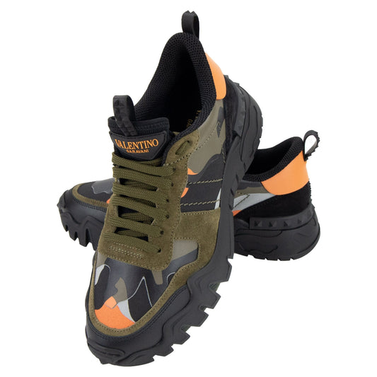 Valentino Camouflage Rockrunner Plus Sneakers Khaki/Orange