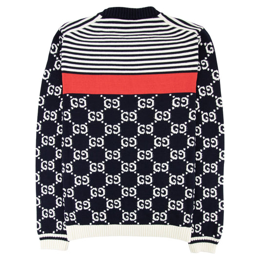 Gucci Gg And Stripe Knit Jumper Blue/white