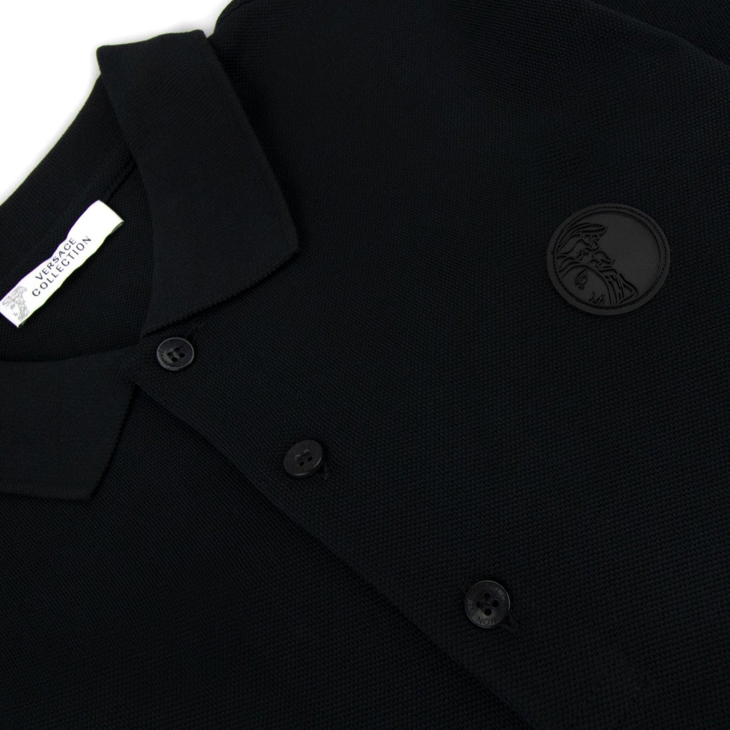 Versace Collection Rubber Medusa Logo Polo Black