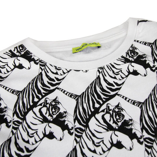 Versace Jeans All Over Tiger Print T Shirt White