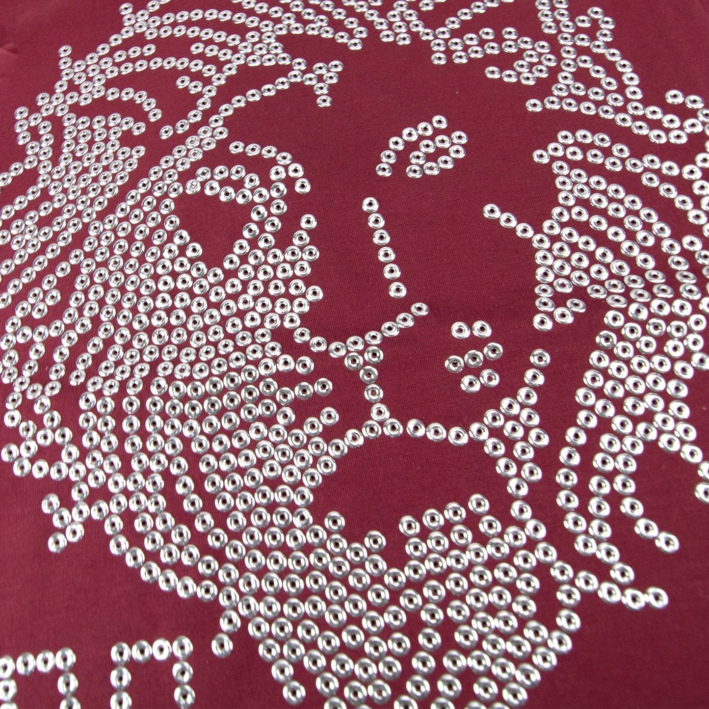 Versace Versus Lion Stud Head Logo T Shirt Burgundy