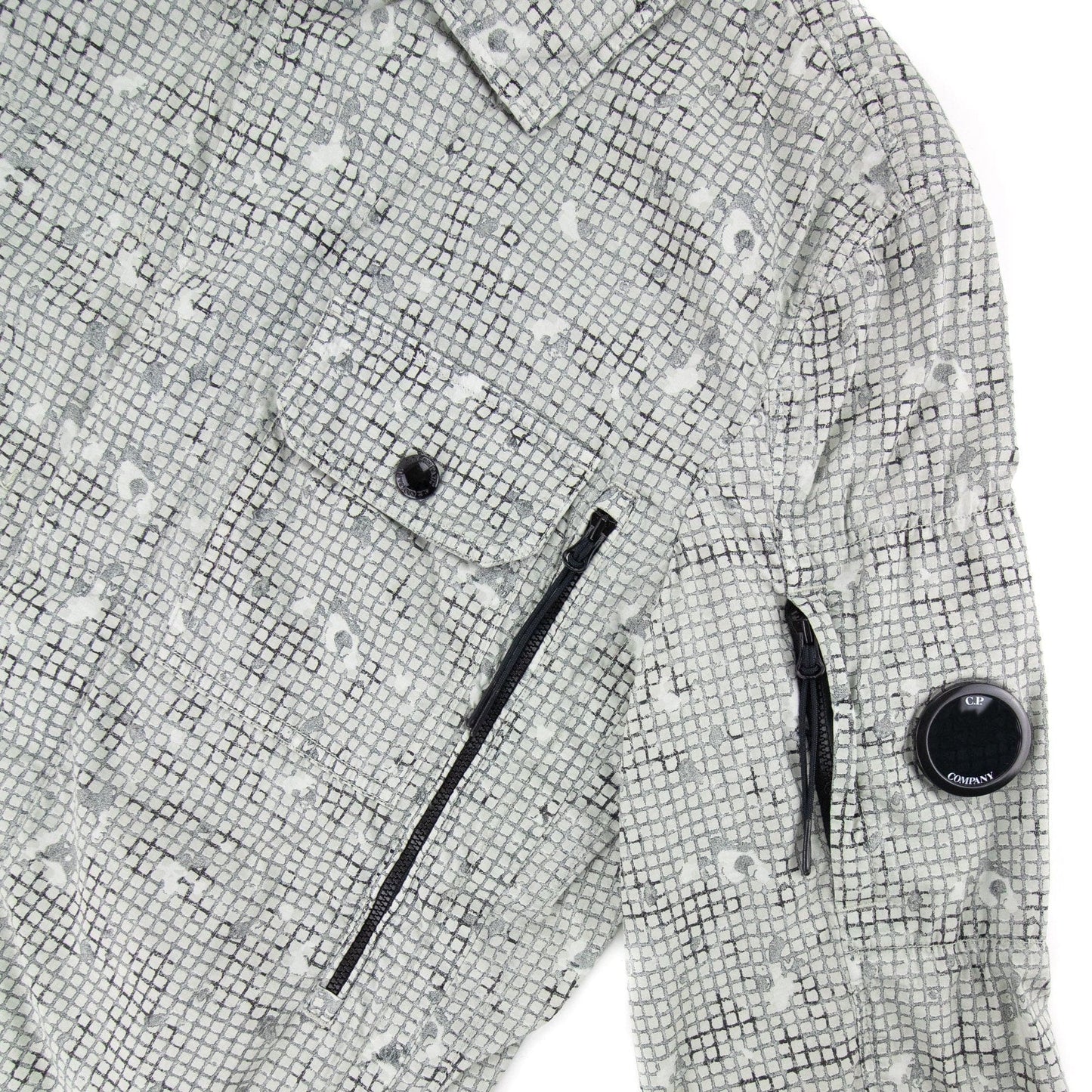 Cp Company 50 Fili Camo Grid Overshirt Light Grey