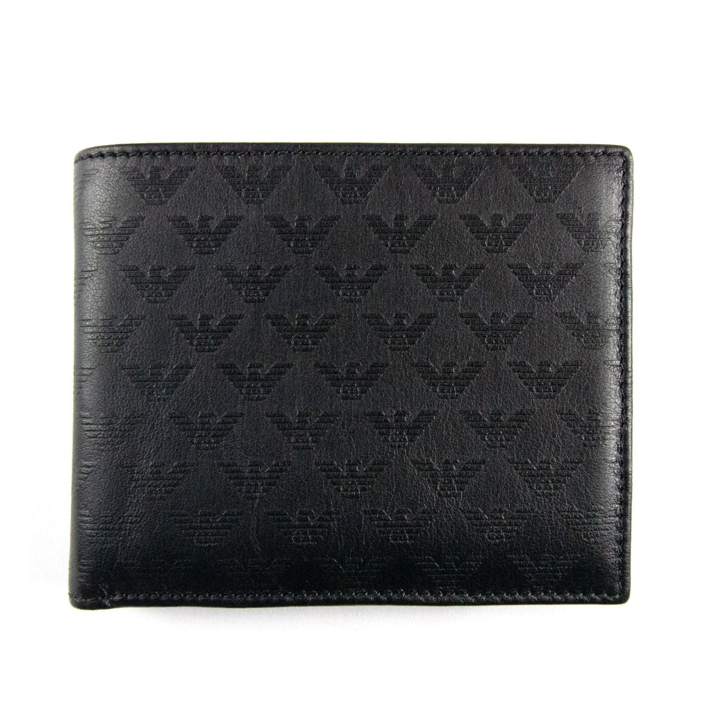Emporio Armani Bi- Fold Print Wallet With Photo Cover Black